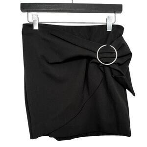 NEW! Express Mini Skirt Metal Accent Side Ruche Black - XS